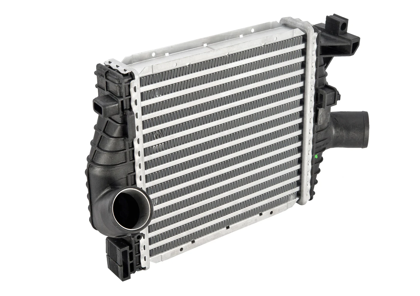 Vehicle-specific engine radiator with inlet and outlet connections