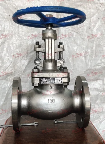 Actuated industrial globe control valve for flow regulation