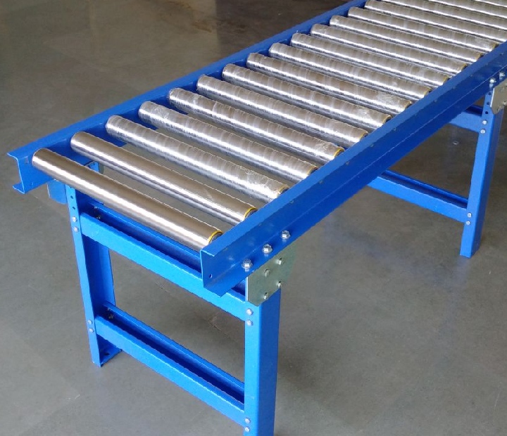 Heavy-duty roller conveyor for warehouse and industrial material handling