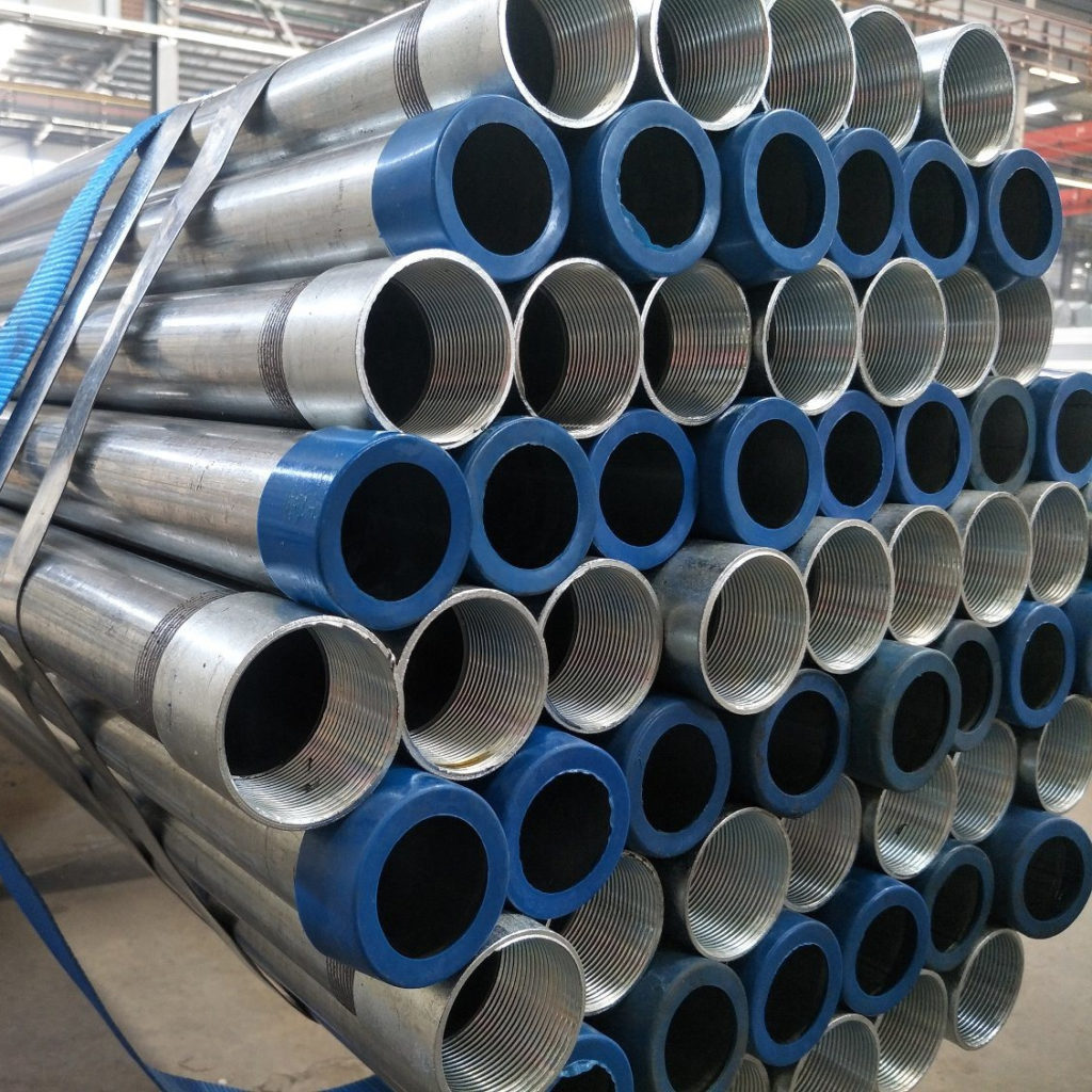 Threaded galvanized pipes for plumbing and water supply systems