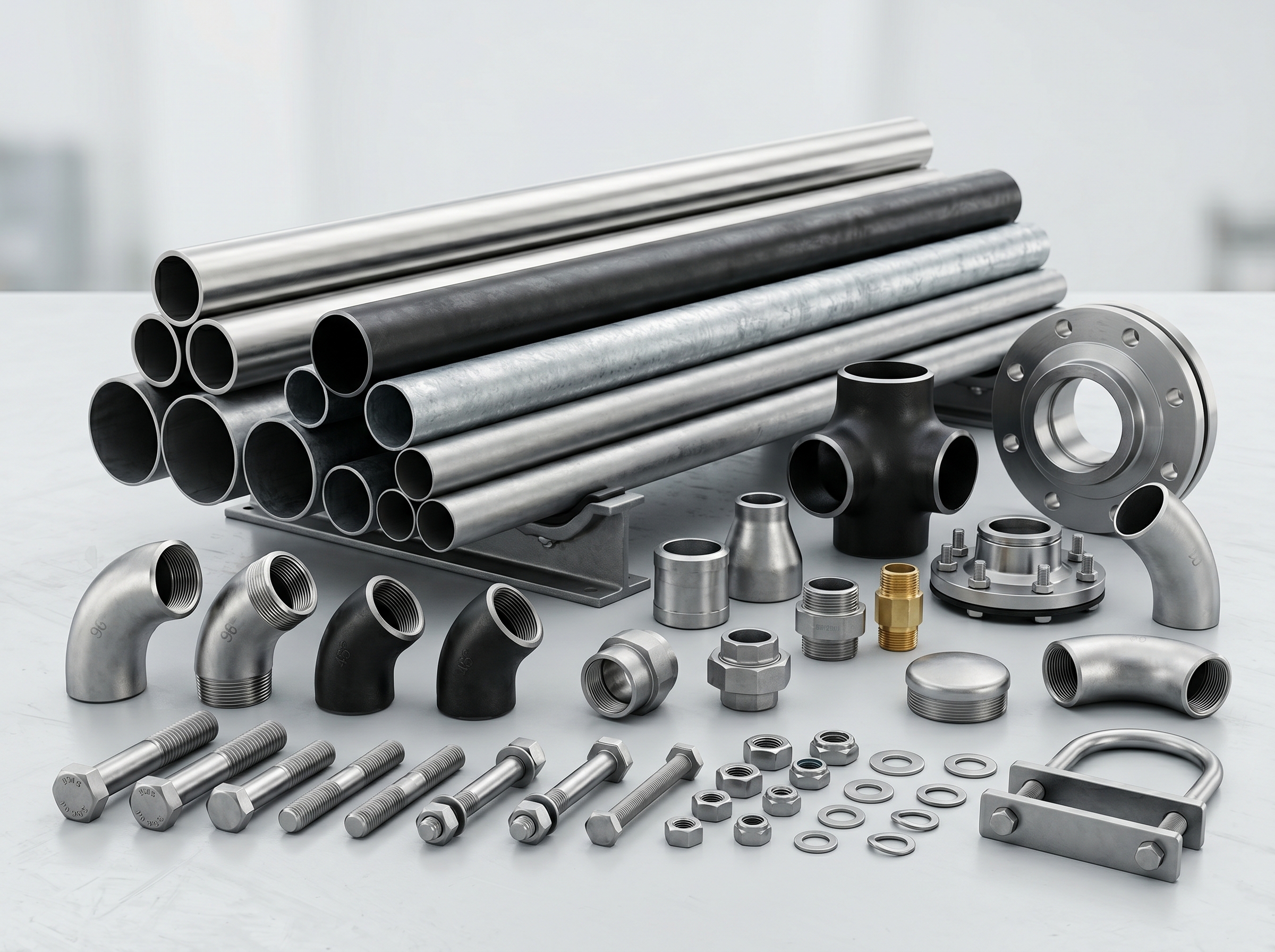 Industrial pipes fittings and fasteners for international supply