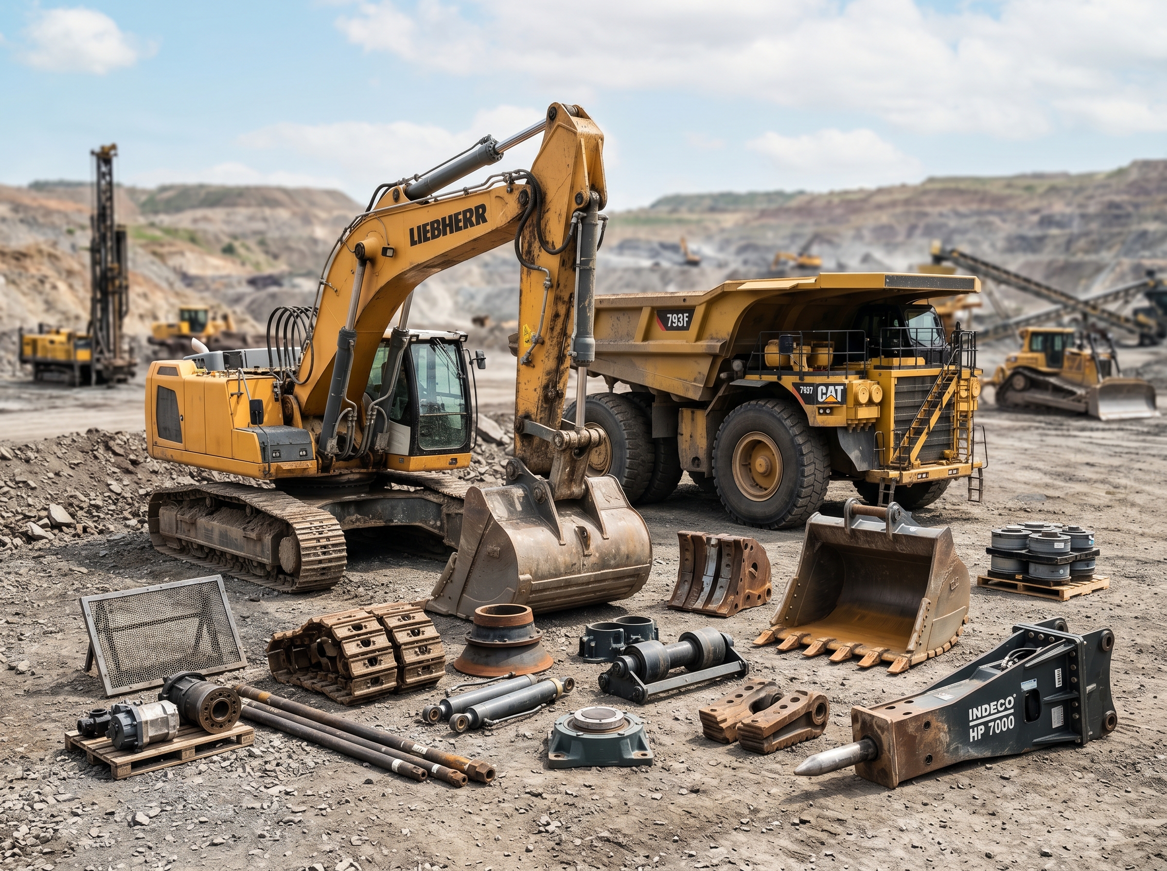 Mining and earthmoving equipment spares for industrial export