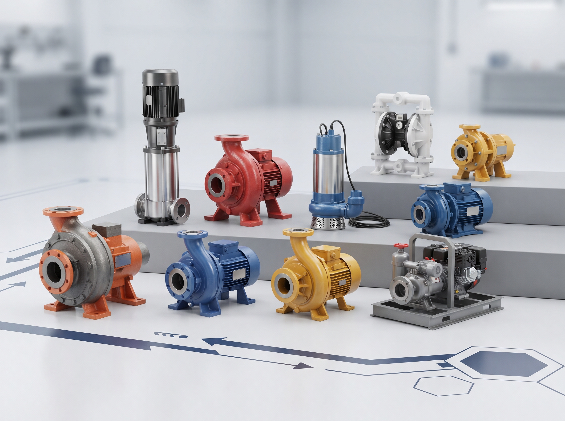 Industrial pumps for water transfer process systems and fluid handling applications