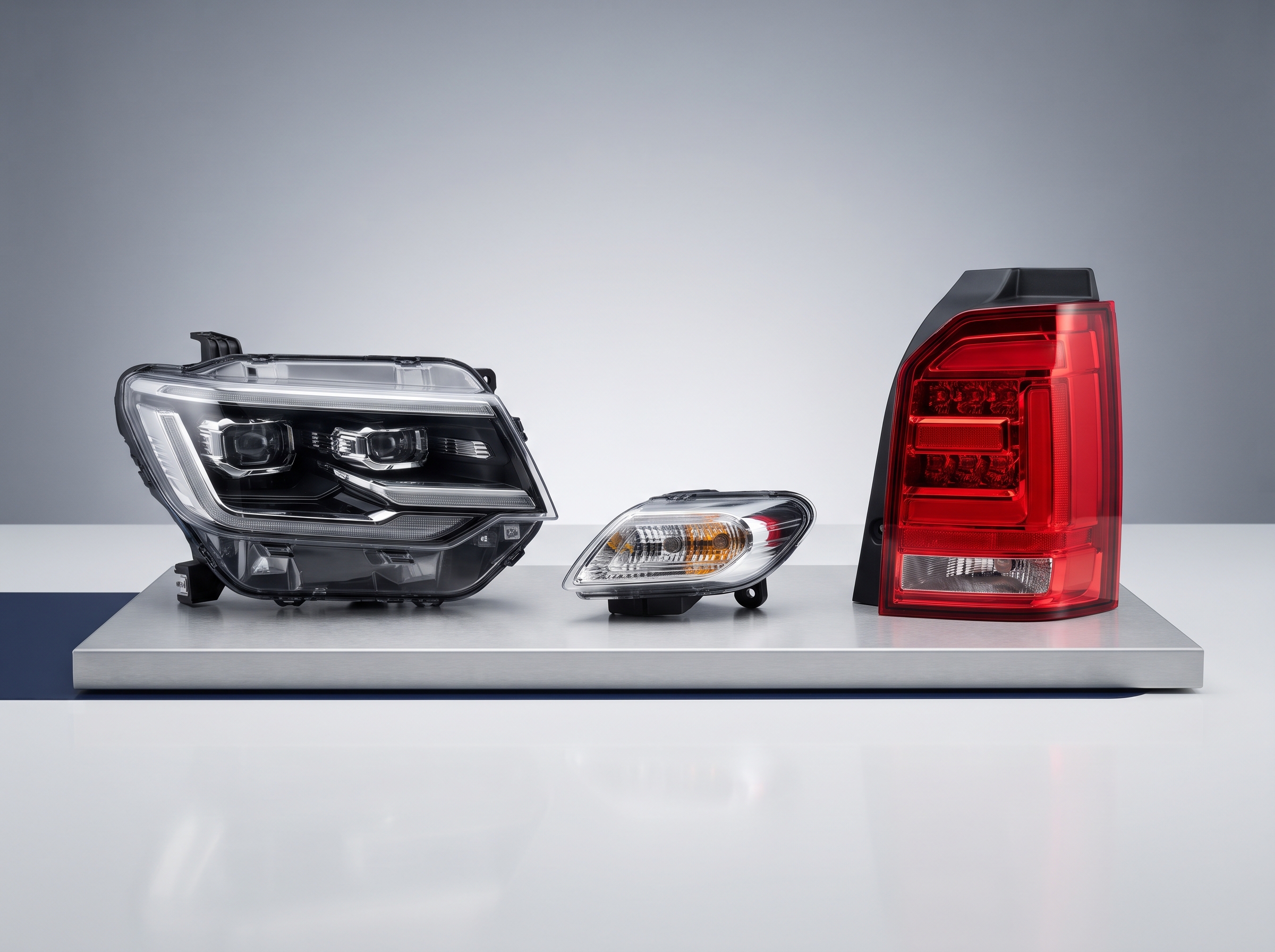 Automotive headlamps, tail lamps and lighting parts for commercial vehicles